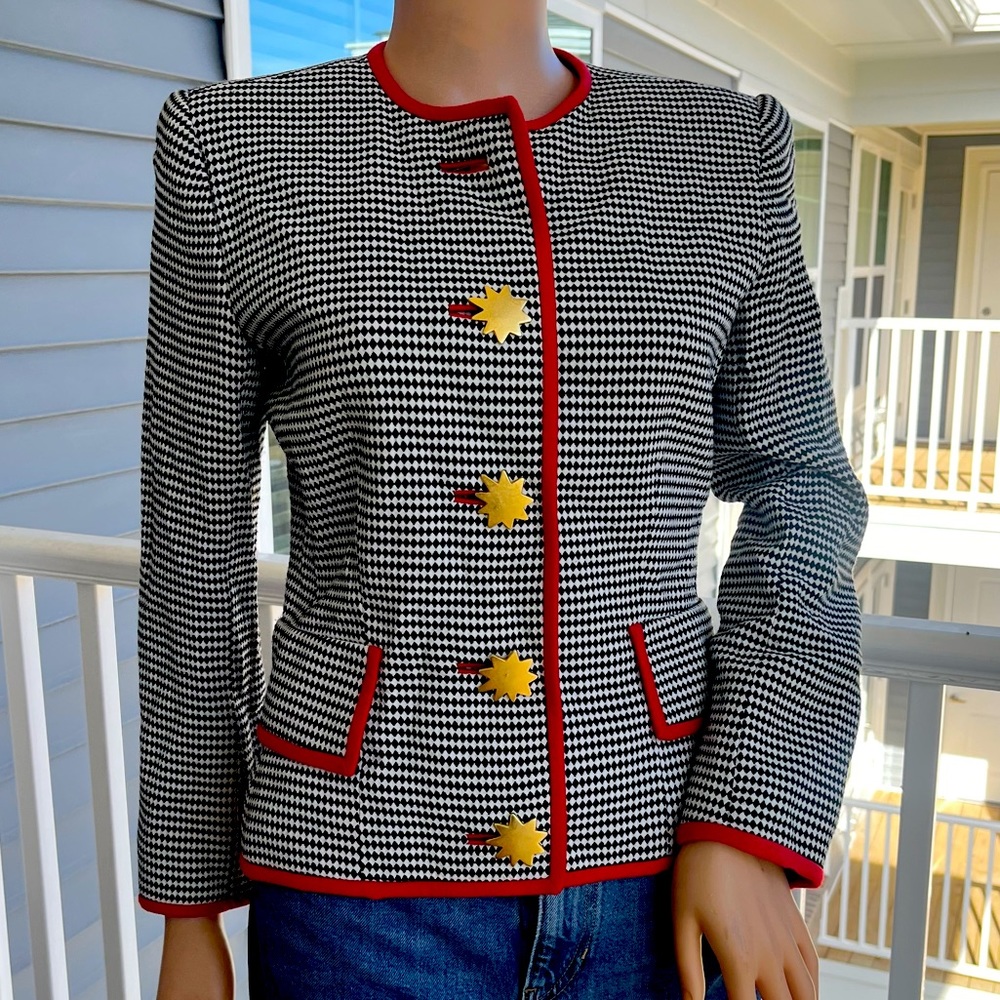 Vintage 80’s jacket black white and red